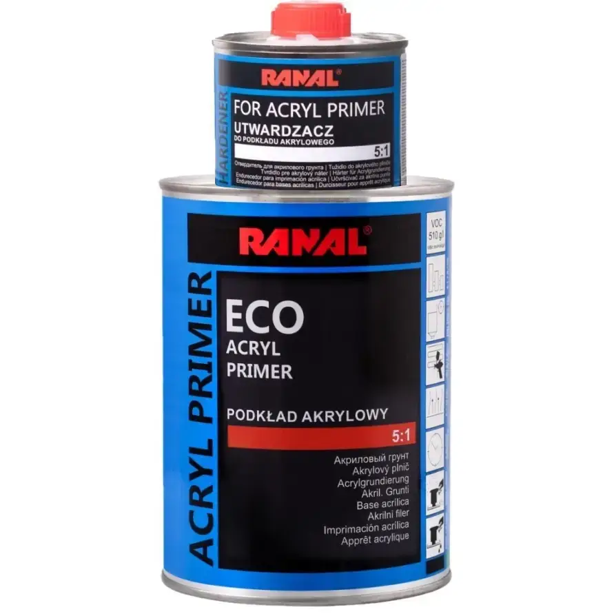 Акриловий грунт Ranal ECO білий 0,75л в комплекті з затверджувачем 0,16л